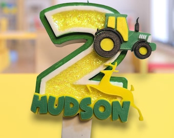 Tractor Birthday Candle, Yellow Vehicle Party Decoration Kids Tractor Cake Topper Tractor Candle Party Supplies Construction