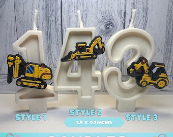 Construction Birthday Candle: Excavator Party Decoration