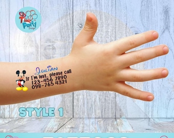 Custom Emergency Contact Temporary Tattoos, Kids Phone Number Tattoo