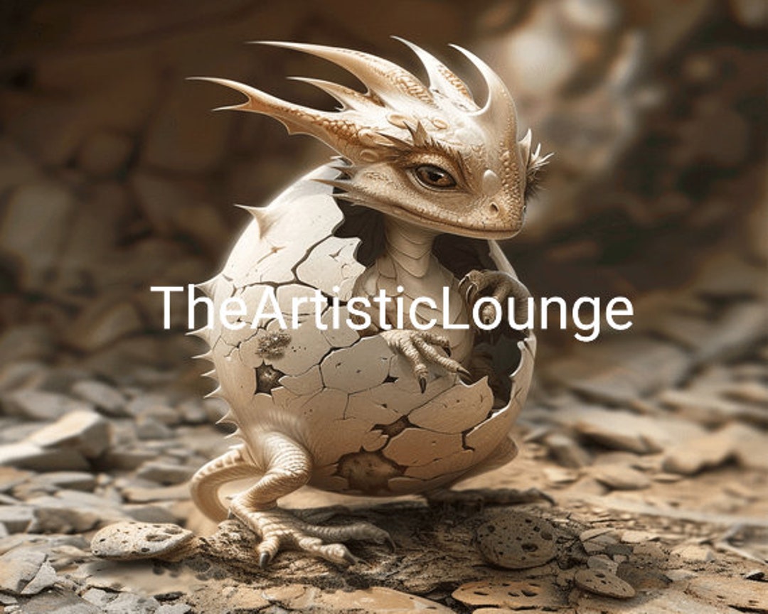 赤ちゃんドラゴンの孵化デジタルアートプリント - 驚きの瞬間 - Etsy 日本, image size:1080x864