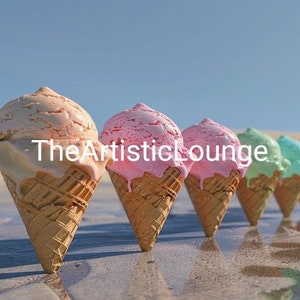 Sunny Day Delight: Ice Cream Cones - Digital Art Download