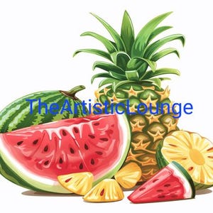 Summer Fruits Clipart Watermelon Pineapples and More Vibrant Tropical Designs for Crafting and Projects