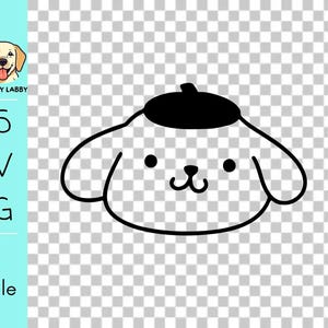 Puede incluir: Un dibujo en blanco y negro de un perro de dibujos animados con una boina. El perro tiene una cabeza redonda, ojos grandes y una nariz pequeña. El perro está sonriendo.