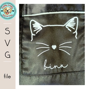 Kat gezicht Svg, kat oren en hart neus Svg, Kitten gesneden bestanden, snorharen Svg, verjaardag Svg, Baby Svg, silhouet, Cricut