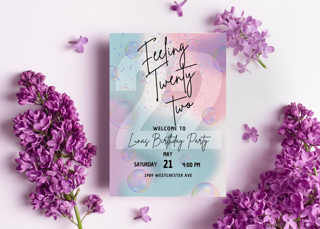 Invitation for the Age That You Are Feeling, 22, Tay, Throwback, Purple ...