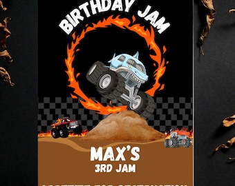 Editable, Birthday Jam, Monster tuck, Monster jam, Birthday party, Monster truck party,  Shark, Monster,Megalodon, Instant download,