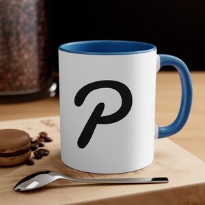 Tazza da caffè con iniziale P - Tazza in ceramica bicolore