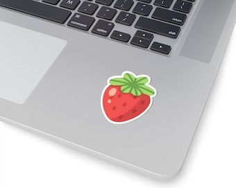 Kawaii Strawberry Vinyl Sticker | Cottagecore Laptop Decal