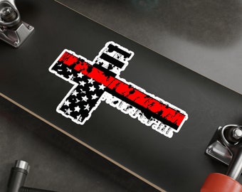 Thin Red Line Cross Sticker: Firefighter Vinyl Decal