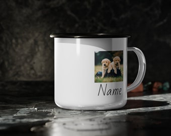 Personalisierte Camping Kaffeetasse: Individuelle Foto Emaille Tasse, 12oz