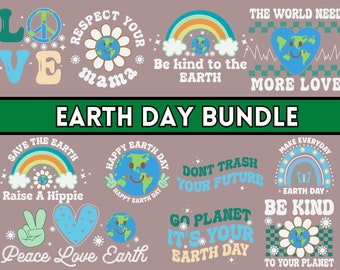 Retro Earth Day SVG Bundle, Earth SVG, Recycle SVG,Earth Day 2024 Quotes Design,Create a Kinder Planet Svg Png,Go Planet It's Your Earth Day