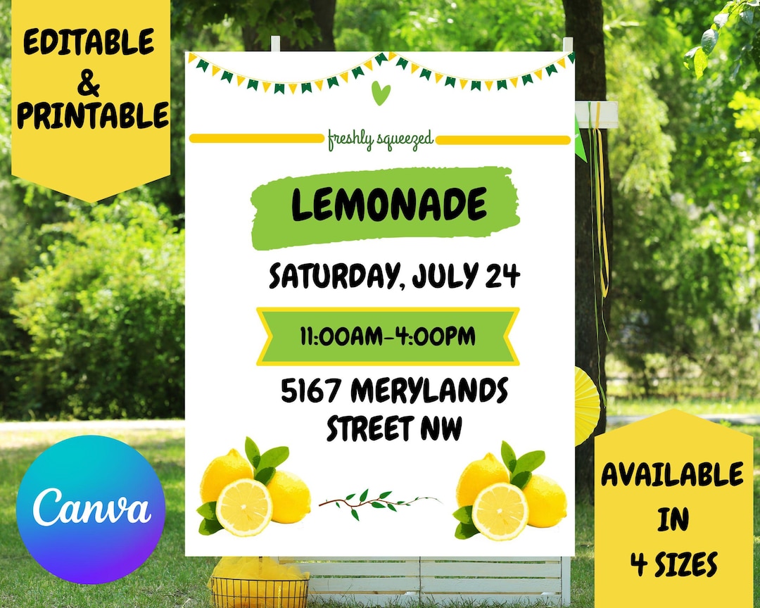 Editable Lemonade Stand Flyer Template Lemonade Sale Sign Printable Editable Lemonade Stand Flyer Template Lemonade Sale Sign Printable