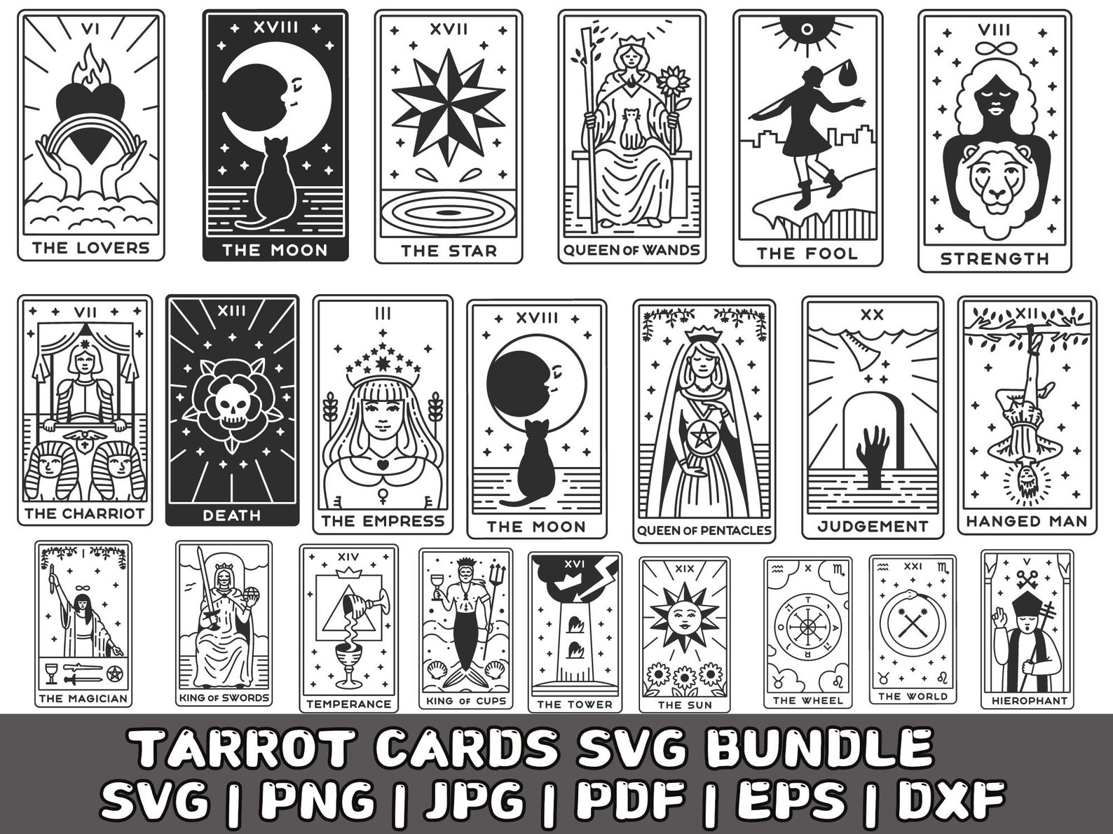 Tarot Cards Svg, Witch Tarot Svg, Major Arcana Svg, Celestial Tarot Svg ...