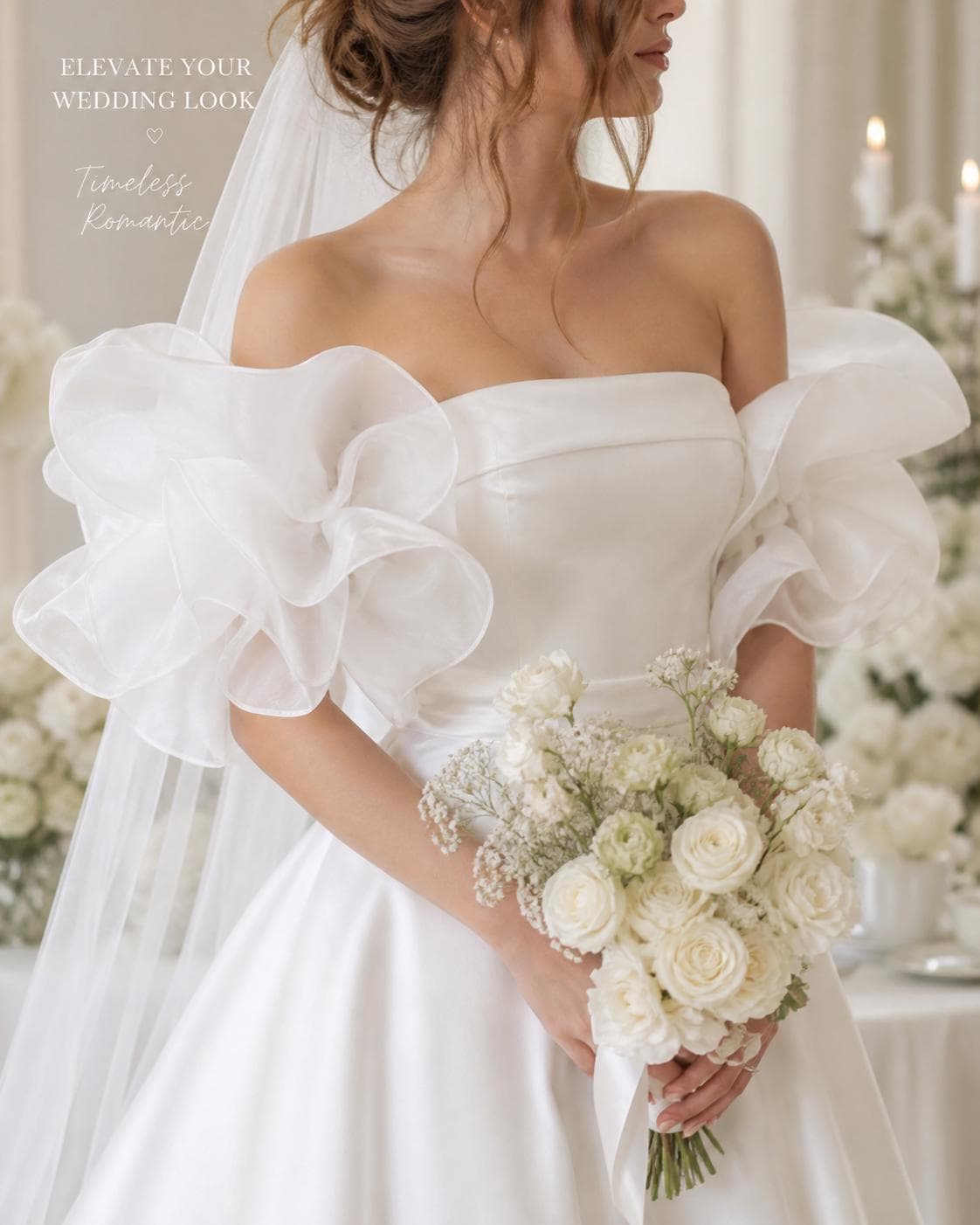 flowy midi wedding guest dress Plus Size Chiffon Midi Dress with Flowy Long Sleeves and Waist Applique main image 1