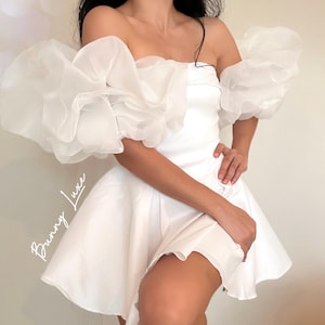 White Organza Puffy Arm Sleeves – Bridal Wedding Accessories