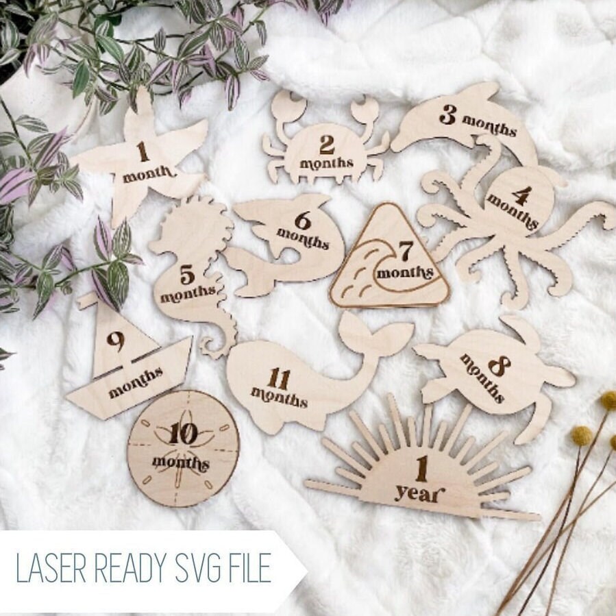 SVG- Ocean Sea Creature Themed Baby Monthly Milestone Markers | Baby ...