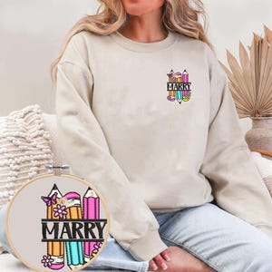 Sudadera bordada con nombre personalizado "Maestro" e iconos de maestro, regalo de regreso a clases, agradecimiento al maestro, primer día de clases.