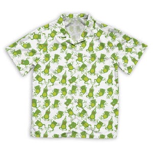 Cute Frog Cartoon Hawaiian Shirt – Matching Family Vacation Outfit, Frog Print Aloha Shirt for Kids, Adults & Pets – Summer Family Look