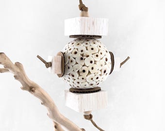Juguete para pájaros de sola y balsa totalmente natural / Juguete seguro para triturar para loros / Enriquecimiento ambiental para cacatúas, cotorras y caiques / Bloquear y rodar
