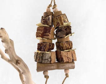 Natural Cork Bird Toy for Small Medium Parrots | Shredding Toy for Conure Cockatiel Caique Ringneck | Cork Bark Parrot Toy | Arch of Chew