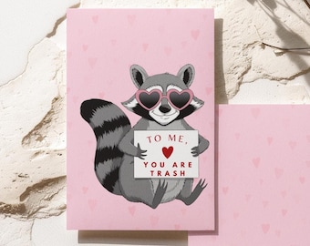 Funny Raccoon Valentines day card Raccoon greeting cards, funny valentines for her raccoon anniversary card