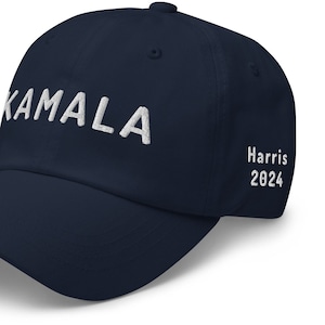 Kamala Harris Dad Cap - Kamala Hat - Embroidered Hat, Harris Walz hat, Kamala Merch, Khive, Madam President , Comma La, Anti Trump, Vote Hat