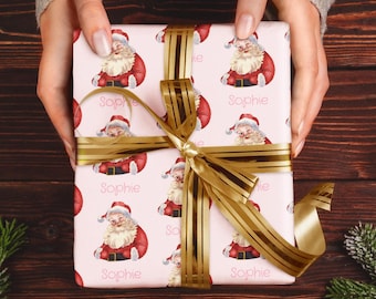 Santa Personalized Gift Wrap Christmas Wrapping Paper Custom Vintage Santa Name Gift Wrap Holiday Gift Wrap Xmas Wrapping Paper Roll
