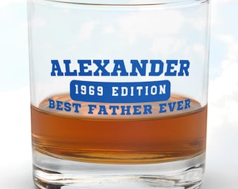 Custom Whiskey Glass, Personalized Rocks Glass for Bourbon Scotch, Unique Old Fashioned Gift, Best Father Ever,
