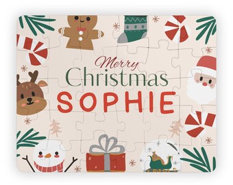 Personalized Christmas Name Puzzle Festive Kids Puzzle Custom Name Holiday Gift for Children Puzzle Box Jigsaw Puzzle Gift for Children