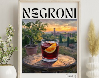 Negroni Poster, Campari Art, Spritz Cocktail Poster, Kitchen Poster, Kitchen Print, Retro Print,Travel Poster, Kitchen Decor, Cocktail Print
