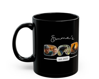 Custom Father's Day Mug - Personalized Gift from Family | Black Dad Coffee Mug | Unique Father's Day Present
