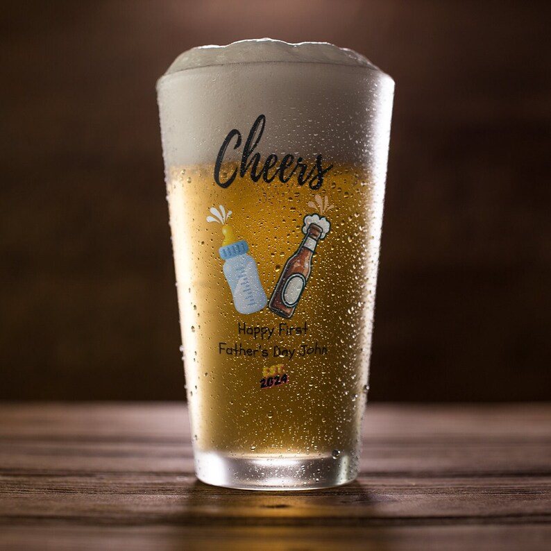Personalized First Father's Day Pint Glass - Custom Beer Mug for New ...