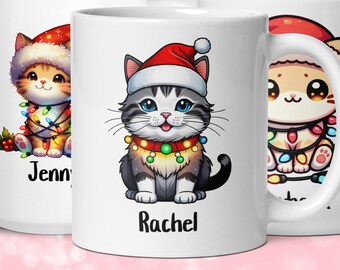 Custom Christmas Cats Mug, Group Christmas Gifts, Custom Christmas Gifts, Matching Bestie Christmas Gift, Christmas Coffee Cup Gift Idea