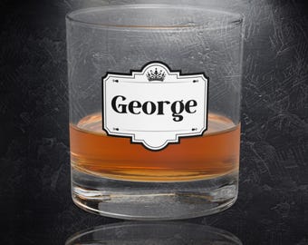 Custom Whiskey Glass, Personalized Rocks Glass for Bourbon Scotch, Unique Old Fashioned Gift, Barware for Whiskey Lovers