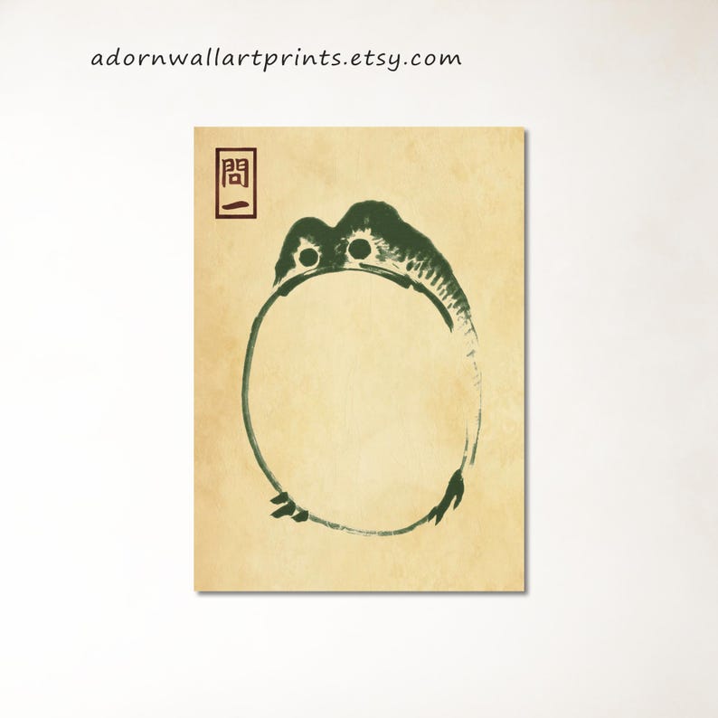 Funny Japanese Kawaii Frog Woodblock Print Japanese Art Frog Set of 3