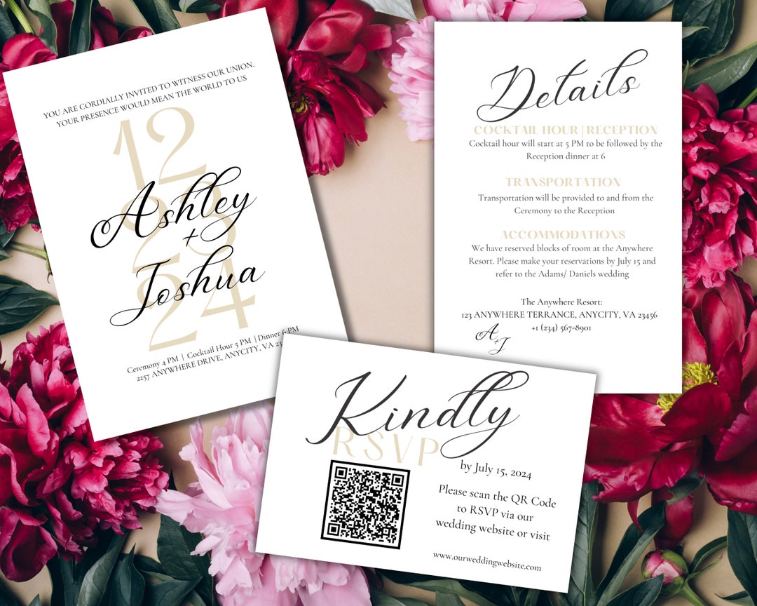 Minimalistic Wedding Invitation Template, Elegant Wedding Initiation ...
