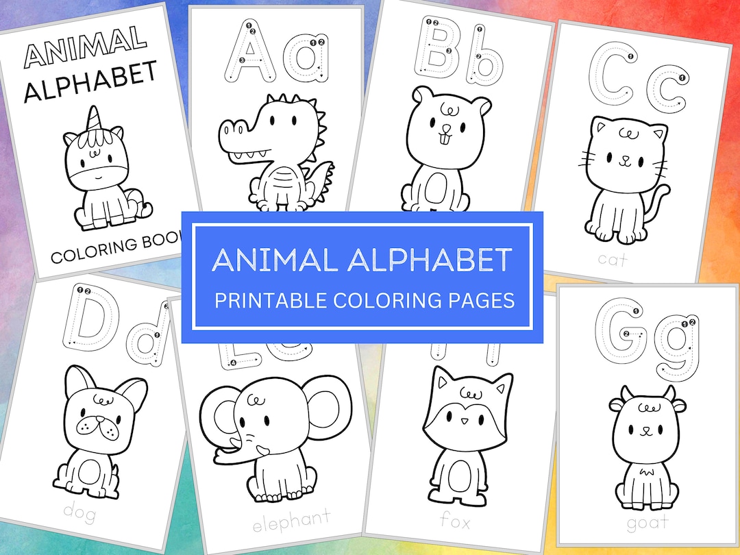 Animal Alphabet Coloring Pages for Kids, Printable Coloring Book