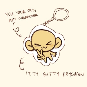 Anpassat klistermärke/nyckelring med Itty Bitty-figuren Chibi-karaktär, uppdrag: Anime, DnD, Pälskonst