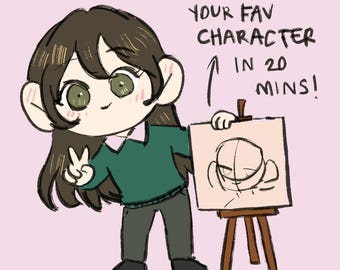 Simple Chibi Commission | YCH OC DnD Character Art Personalized Digital Illustration