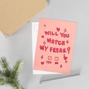 Vuoi abbinare la mia carta digitale stampabile strana? / Cartoline divertenti e carine / Biglietto di auguri per un'uscita lesbica saffica