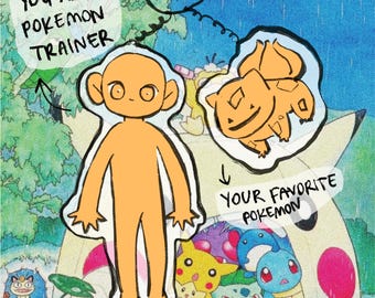 Custom P0kemon Trainer + P0kemon Keychain Commission & Sticker // YCH OC Comfort Character
