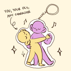 Anpassad dansande paruppdrag: Chibi YCH, Anime, DnD, Pälskling + Nyckelringsklistermärke Illustration