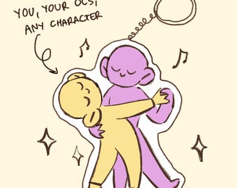 Custom Dancing Couple Commission : Chibi YCH, Anime, DnD, Furry Character + Keychain Sticker Illustration