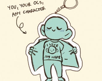 Custom “I Love My Wife/Husband/S.O” Chibi Keychain Commission // Cute YCH Your Character Here DnD OC Anime Fanart Furry Illustration