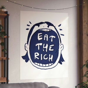 Cartaz digital Eat the Rich | Imprimível anticapitalista para decoração de apartamento | Presentes socialistas marxistas Impressões comunistas