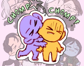 Custom Love Bite Chibi Couple Commission + Keychain Sticker // Cute YCH Your Character Here DnD OC Furry Anthro Illustration