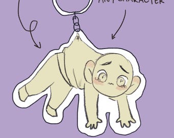 Custom Captured Chibi Keychain // Cute YCH Your Character Here DnD OC Anime Fanart Furry Anthro Illustration