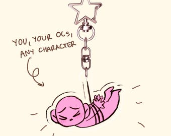 Custom Captured Chibi Keychain Commission : YCH, Anime, DnD Sticker Digital Art