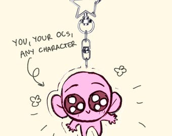 Custom Boba Eyes Chibi Character Keychain Commission : Anime, DnD, Comfort Character, Furry Art