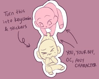 Custom Chibi Duo Commission + Keychain Sticker // Cute YCH Your Character Here DnD OC Fanart Furry Anthro Illustration Funny